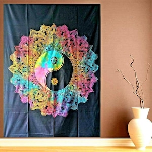 Tapiz de mandala con múltiples diseños, colcha hecha a mano, decoración hippie bohemia, tapices psicodélicos, decoración de pared bohemia.