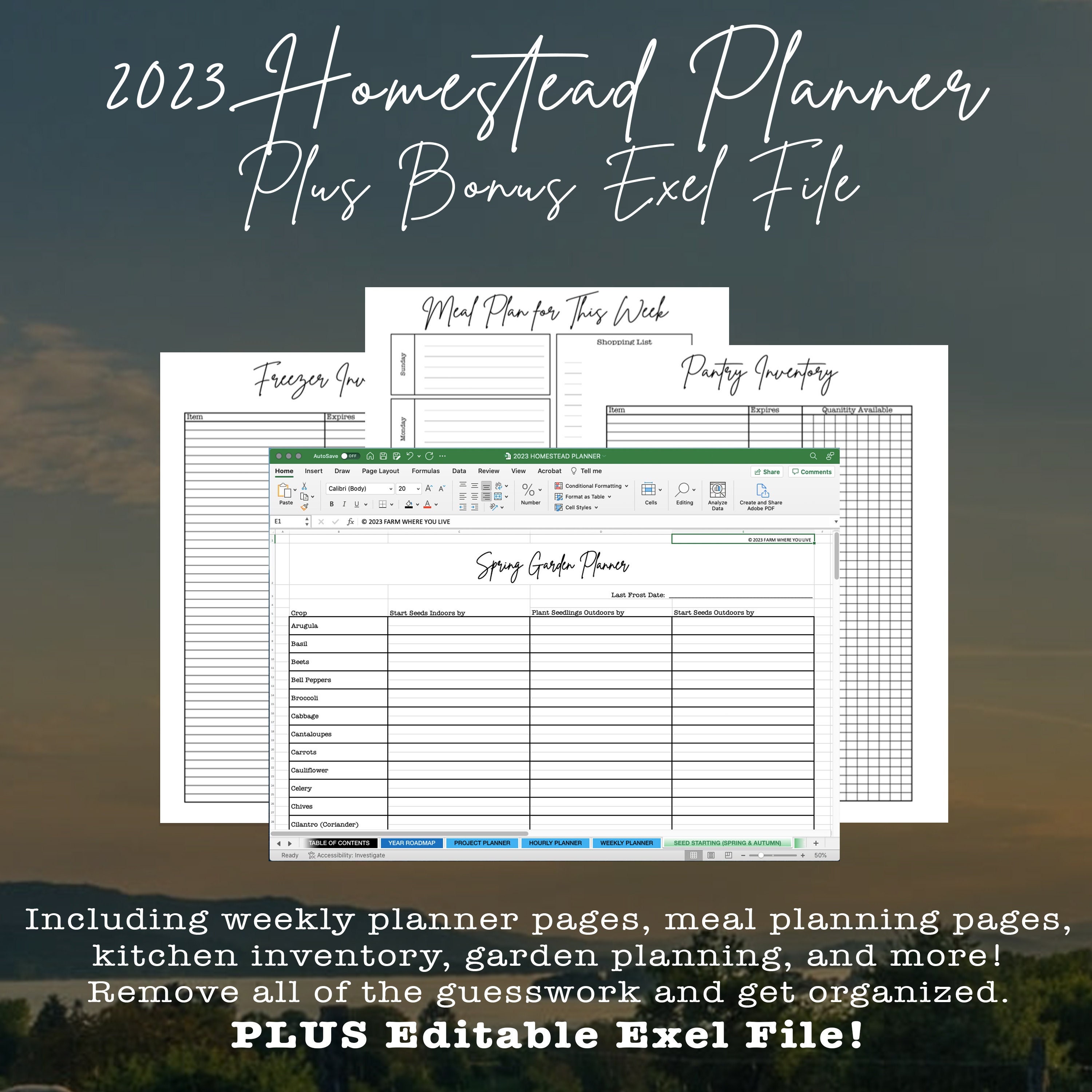 2023 Homestead Planner with Excel File Etsy