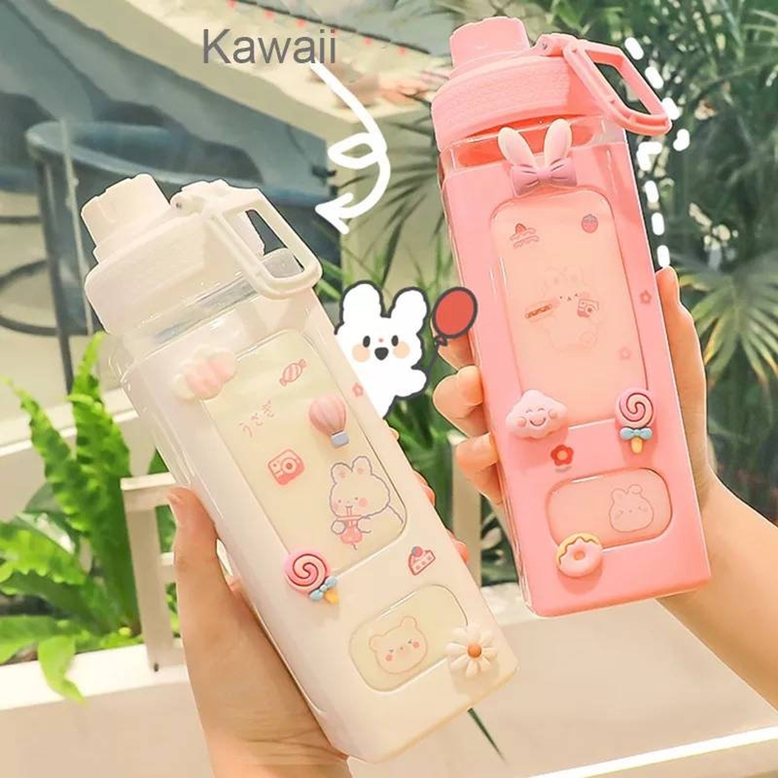 Cute Kawaii Water Bottle Aesthetic Water Bottle Large - Etsy