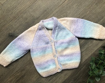 3-6  months personalised Hand knitted cardigan