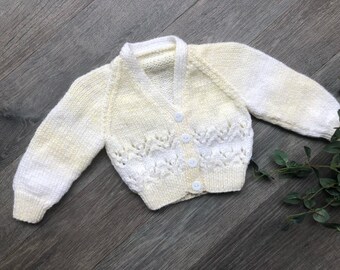 0-3 months  personalised Hand knitted cardigan