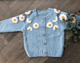 6-12 months Personalised knitted baby cardigan