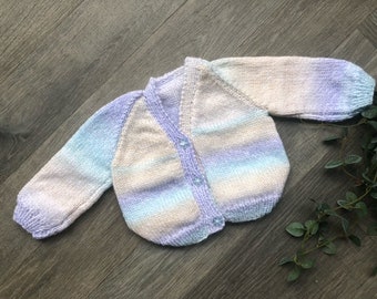0-3 months  personalised Hand knitted cardigan