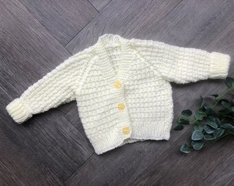 Newborn  personalised Hand knitted cardigan