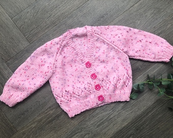 3-6 months Personalised hand knitted cardigan