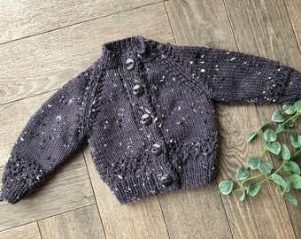 0-3  months  personalised Hand knitted cardigan