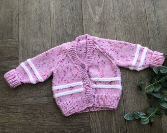 Newborn  personalised Hand knitted cardigan