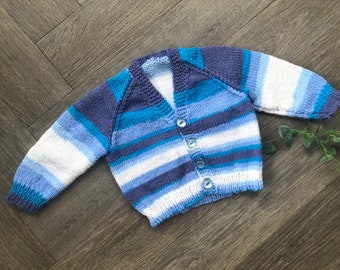 3-6 months Personalised hand knitted cardigan