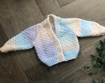 Newborn  personalised Hand knitted cardigan