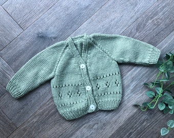 Newborn  personalised Hand knitted cardigan