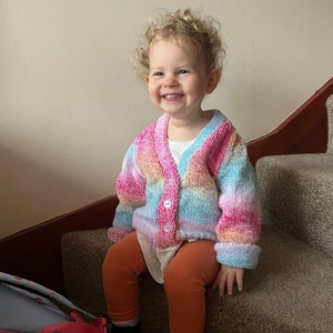 1-2 years Personalised Hand knitted Rainbow cardigan image 7