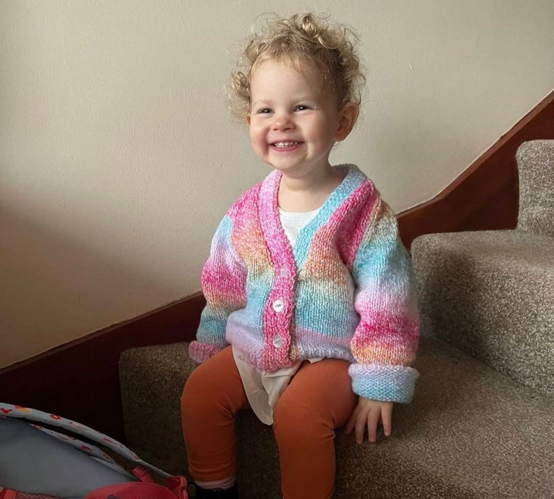 1-2 years Personalised Hand knitted Rainbow cardigan image 7