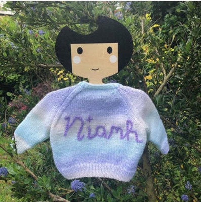 Newborn Personalised hand knitted baby cardigan image 10