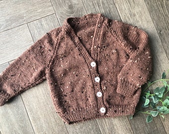 1-2 years Personalised Hand knitted cardigan