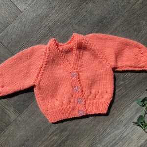 0-3 months personalised Hand knitted cardigan image 1