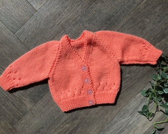 0-3 months personalised Hand knitted cardigan