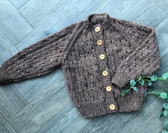 1-2 years Personalised hand knitted baby cardigan