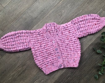 3-6 months personalised hand knitted baby cardigan