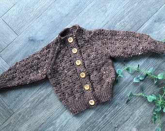 3-6  months  personalised Hand knitted cardigan