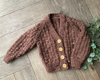 3-6  months  personalised Hand knitted cardigan