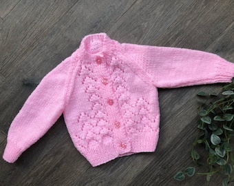 0-3  months  personalised Hand knitted cardigan
