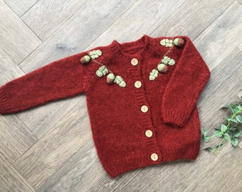 1-2 years Personalised knitted baby cardigan