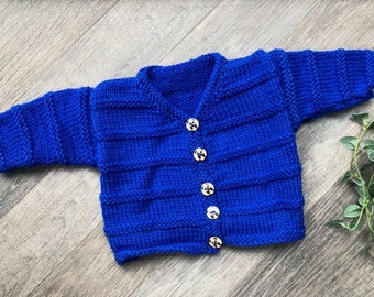 3-6 months  personalised Hand knitted cardigan