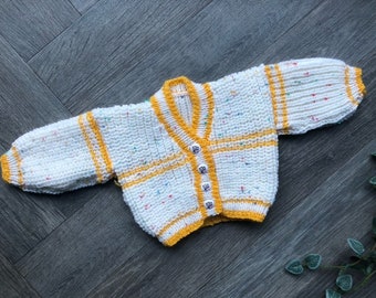 0-3 months  personalised Hand knitted cardigan