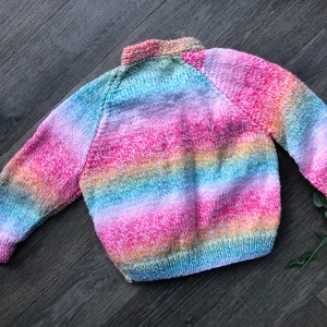 1-2 years Personalised Hand knitted Rainbow cardigan image 2