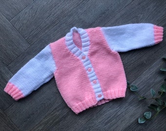 0-3 months  personalised Hand knitted cardigan