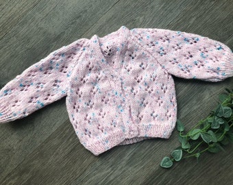 Newborn  personalised Hand knitted cardigan