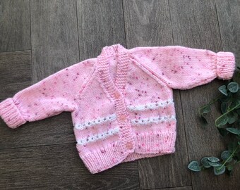 Newborn  personalised Hand knitted cardigan