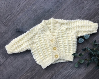 Newborn  personalised Hand knitted cardigan