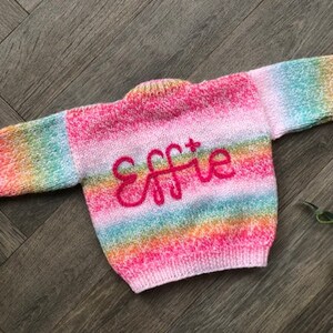 1-2 years Personalised Hand knitted Rainbow cardigan image 8