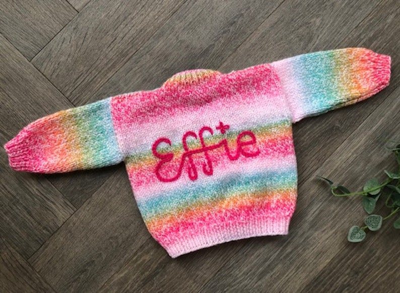 1-2 years Personalised Hand knitted Rainbow cardigan image 8