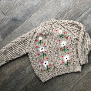 1-2 years embroiderd hand knitted baby cardigan image 2