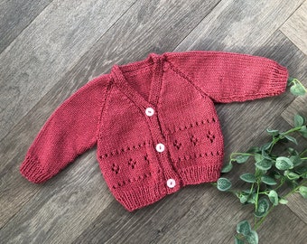 0-3  months  personalised Hand knitted cardigan