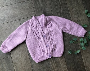 3-6  months  personalised Hand knitted cardigan