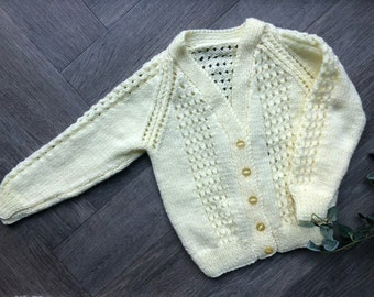 1-2 years Personalised hand knitted baby cardigan