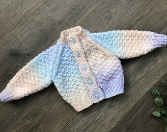 Newborn  personalised Hand knitted cardigan