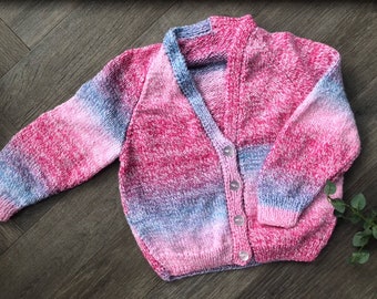 2-3 years Personalised hand knitted baby cardigan