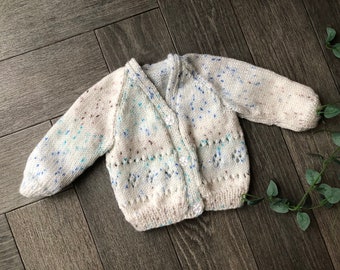 Newborn  personalised Hand knitted cardigan