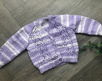 3-6 months Personalised hand knitted cardigan