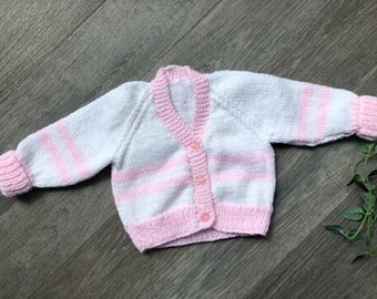 Newborn personalised Hand knitted cardigan