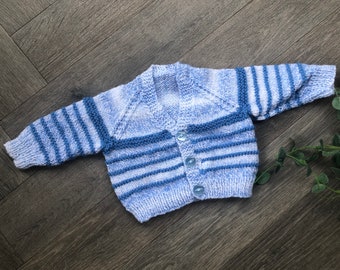 0-3 months Personalised hand knitted cardigan