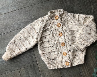 3-6  months  personalised Hand knitted cardigan