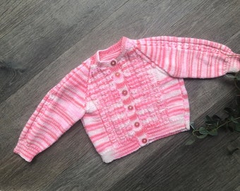 0-3 months  personalised Hand knitted cardigan