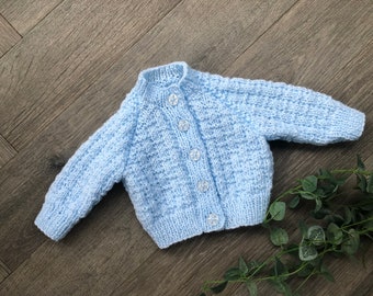 Newborn  personalised Hand knitted cardigan