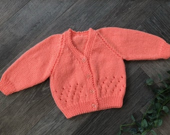 3-6 months  personalised Hand knitted cardigan