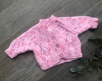 Newborn  personalised Hand knitted cardigan